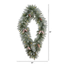 3' Holiday Christmas Geometric Diamond Frosted Wreath with Pinecones and 50 Warm White LED Lights