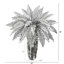 3’ Metallic Silver Boston Fern Artificial Plant in Silver Planter