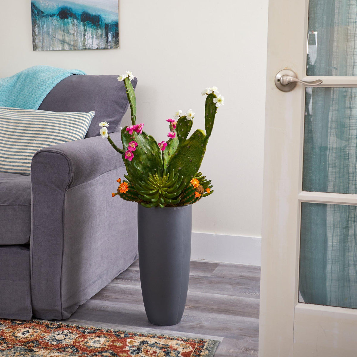 3’ Mixed Cactus Artificial Plant in Gray Planter, photo 3 of 3