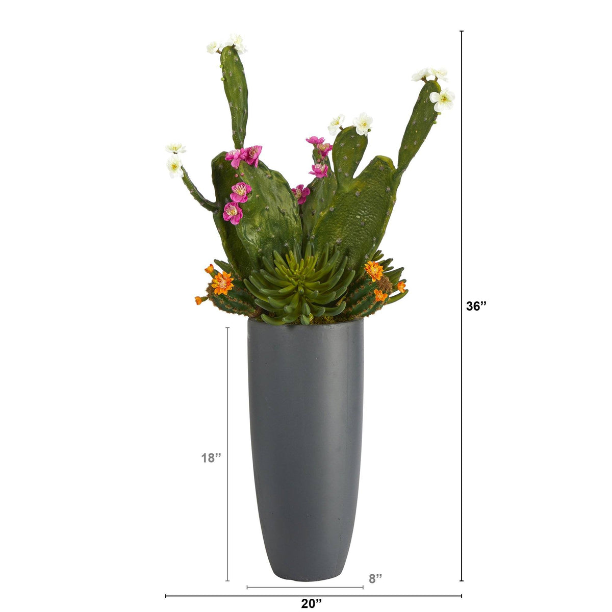 3’ Mixed Cactus Artificial Plant in Gray Planter, photo 2 of 3