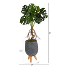 3’ Monstera Artificial Arrangement in Gray Planter with Stand