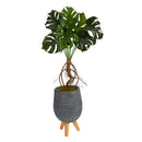 3’ Monstera Artificial Arrangement in Gray Planter with Stand