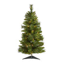 3’ New Haven Pine Artificial Christmas Tree with 50 Warm White LED Lights and 93 Bendable Branches