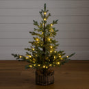 3' Pre-Lit Artificial Christmas Tree in Jute Wire Planter with 30 Warm White LED Lights