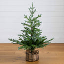 3' Pre-Lit Artificial Christmas Tree in Jute Wire Planter with 30 Warm White LED Lights
