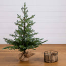 3' Pre-Lit Artificial Christmas Tree in Jute Wire Planter with 30 Warm White LED Lights