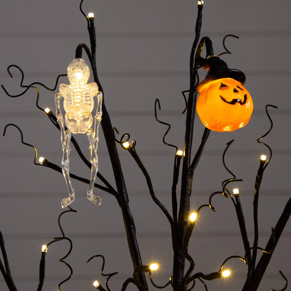 3' Pre-Lit Artificial Halloween Pumpkins and Skulls Ornament Tree with 48 Warm White LED Lights, photo 2 of 7