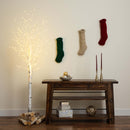 6’ Pre-Lit Artificial White Birch Tree with 92  Warm White LED Lights