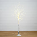 6’ Pre-Lit Artificial White Birch Tree with 92  Warm White LED Lights