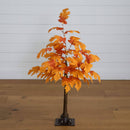 3' Pre-Lit Autumn Maple Artificial Fall Tree with 80 Warm White LED Lights