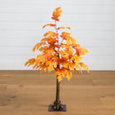 3' Pre-Lit Autumn Maple Artificial Fall Tree with 80 Warm White LED Lights