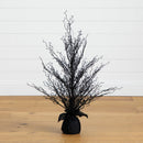 3’ Pre-Lit Halloween Black Twig Artificial Fall Tree in Burlap Planter with 42 Warm White LED Lights
