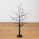 3' Pre-Lit Halloween Black Twig Artificial Tree with 80 Orange & Purple LED Lights