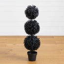 3' UV Resistant Halloween Black Artificial Triple Ball Boxwood Topiary (Indoor/Outdoor)