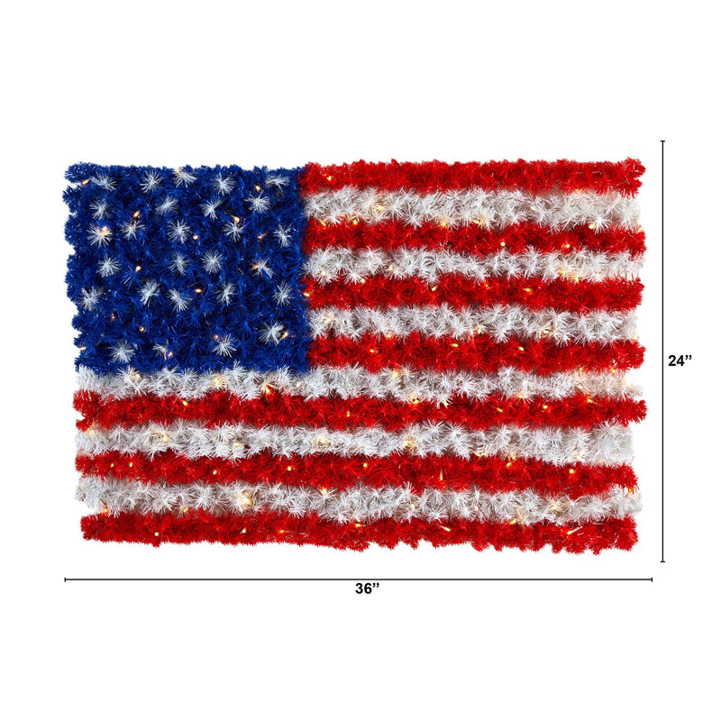 3’ x 2’ Red, White, and Blue “American Flag” Wall Panel with 100 Warm LED Lights (Indoor/Outdoor)