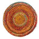 3’ x 3’ Hand Braided Boho Colorful Chindi Round Rug