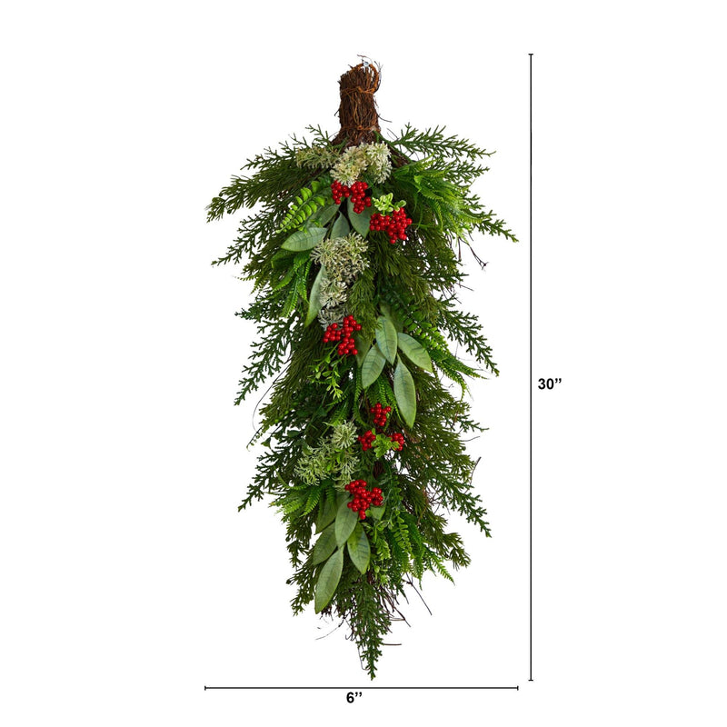 30” Cedar and Berry Artificial Christmas Swag