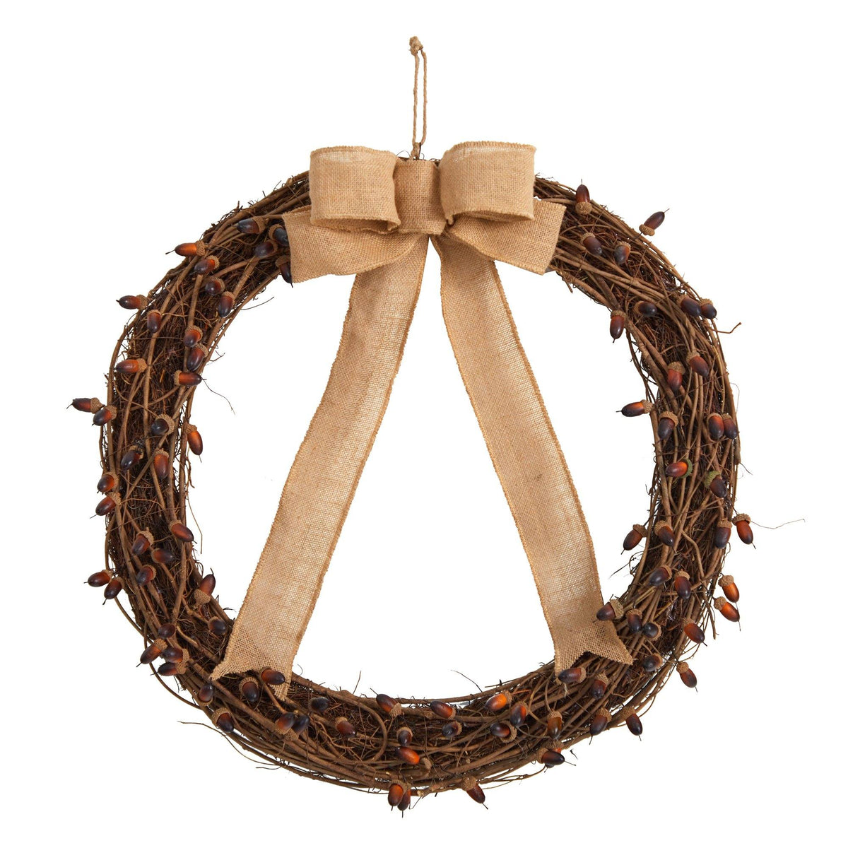 30” Fall Acorn and Decorative Bow Autumn Wreath, photo 7 of 7