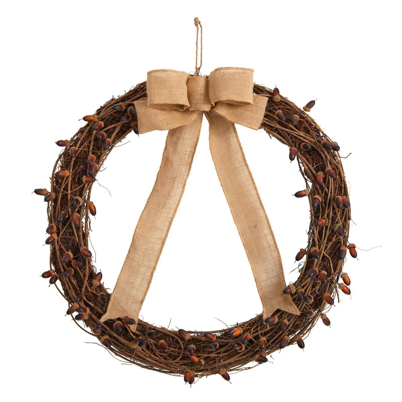 30” Fall Acorn and Decorative Bow Autumn Wreath, photo 7 of 7