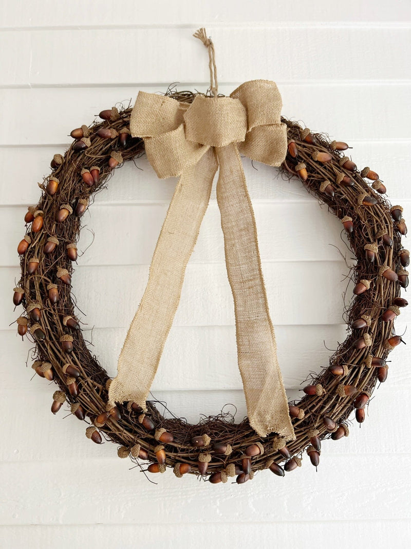 30” Fall Acorn and Decorative Bow Autumn Wreath