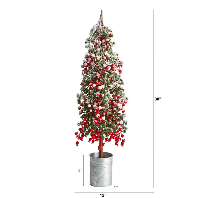 30” Flocked Berry Artificial Christmas Tree in Decorative Planter, photo 2 of 4