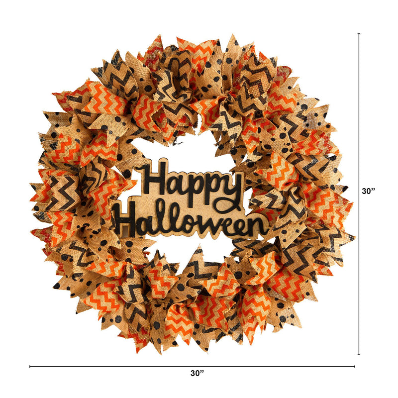 30” Halloween Burlap Ribbon Wreath, photo 5 of 6