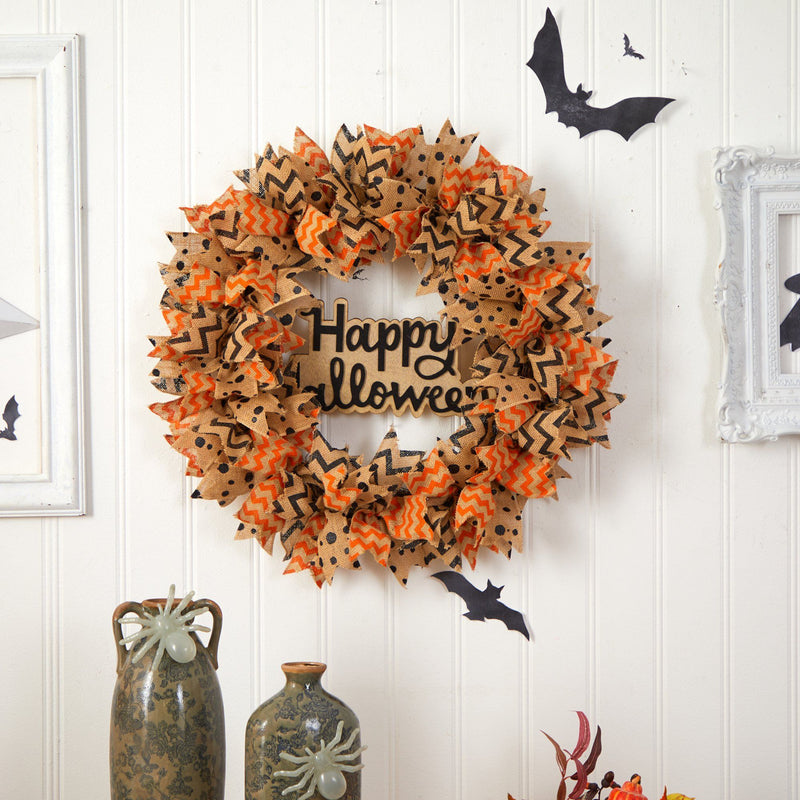 30” Halloween Burlap Ribbon Wreath, photo 4 of 6