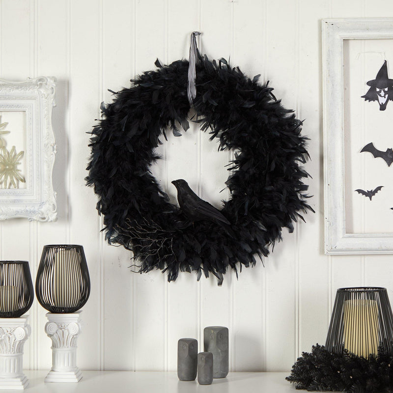 30" Halloween Raven Wreath