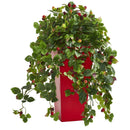 30” Rasberry Artificial Plant in Red Tower Planter