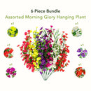 30" UV Resistant Artificial Morning Glory Hanging Plant (Indoor/Outdoor) - Set of 6