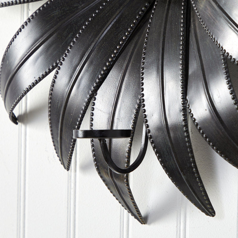 30” x 30” Brushed Metal Daisy Flower Sconce Candle Holder Wall Art Decor, photo 4 of 5