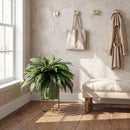 31” Artificial Boston Fern in Patina Metal Planter with Stand by Nearly Natural