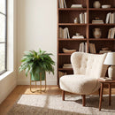31” Artificial Boston Fern in Patina Metal Planter with Stand by Nearly Natural