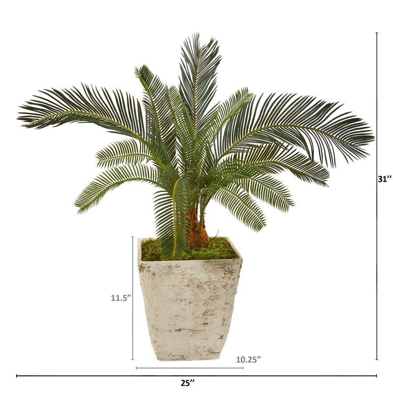 31” Cycas Artificial Plant in White Planter, photo 2 of 2