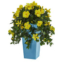 31’’ Hibiscus Artificial Plant in Turquoise Tower Vase