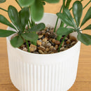 31” UV Resistant Artificial Schefflera Tree in White Decorative Planter (Indoor/Outdoor)