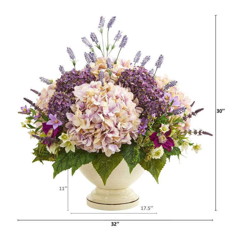 32” Hydrangea, Lavender and Mixed Flower Artificial Arrangement, photo 2 of 2