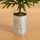 32" Artificial Real Touch Norfolk Island Pine in Christmas Tin Metal Planter with Natural Look