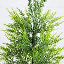 32" Pre-Lit Artificial Lightly Snowed Cypress Christmas Tree with 30 Warm White LED Lights in Decorative Weaved Basket