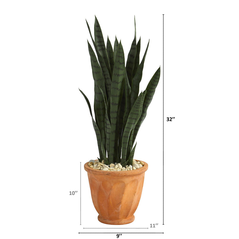 32” Sansevieria Artificial Plant in Terra-Cotta Planter, photo 2 of 3