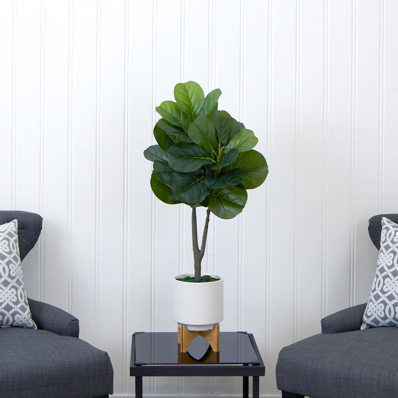 33” Artificial Fiddle Fig with Stand Planter