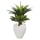 33” Double Agave Succulent Artificial Plant in White Planter