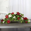 33” Poinsettia and Variegated Holly Artificial Plant in Planter (Real Touch)