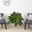 34” Bird’s Nest Fern Artificial Plant in White Planter with Metal Stand