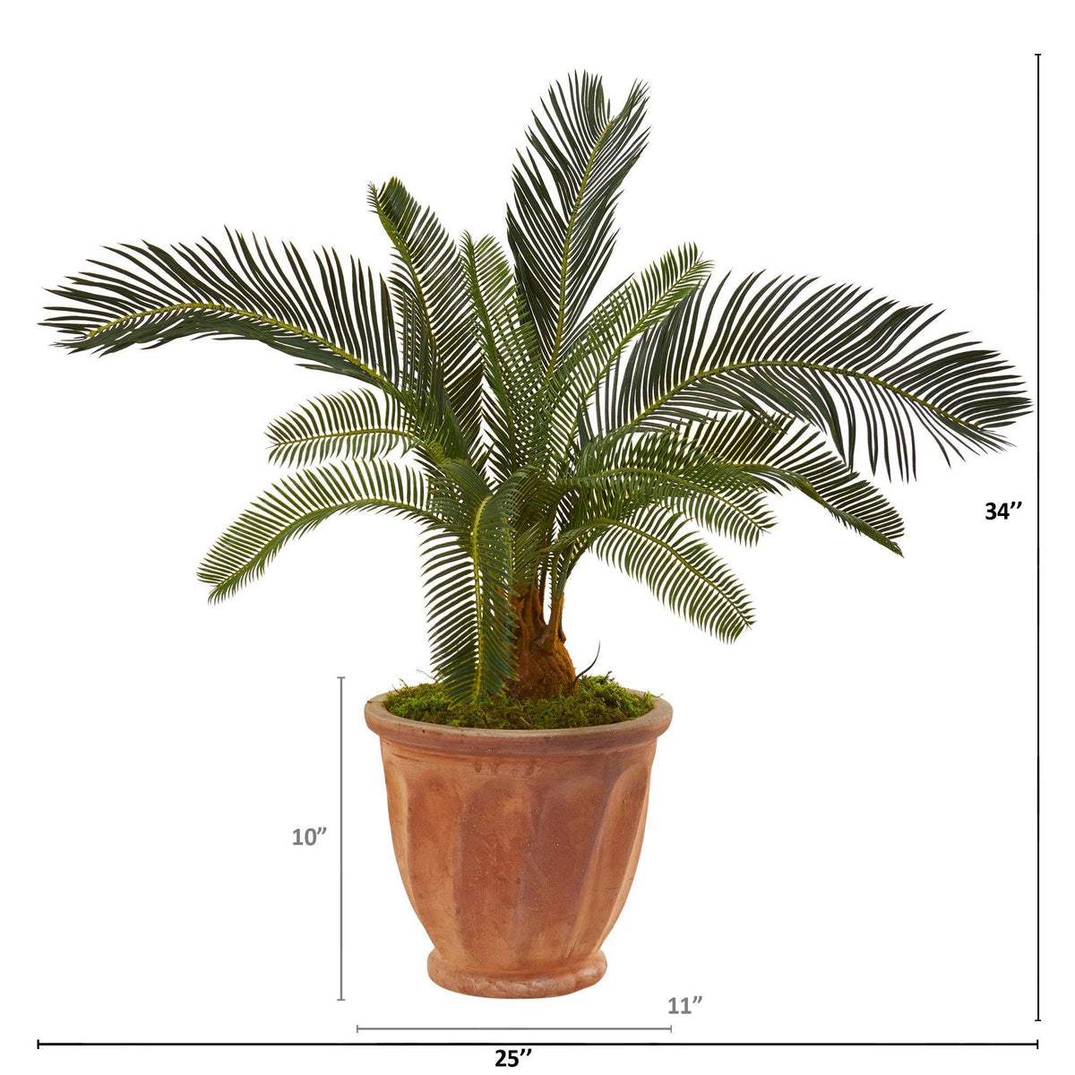 34” Cycas Artificial Plant in Orange Planter, photo 2 of 2