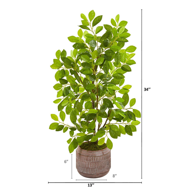 34” Ficus Artificial Tree in Stoneware Planter, photo 2 of 2