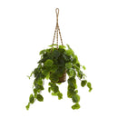 34” Peperomia Artificial Plant in Hanging Basket (Real Touch)