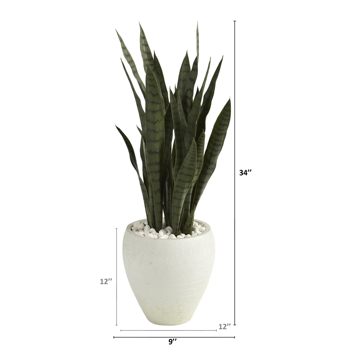 34” Sansevieria Artificial Plant in White Planter, photo 2 of 3