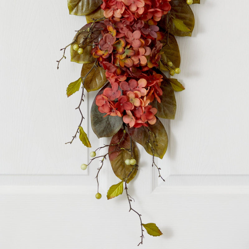 35” Autumn Hydrangea and Berry Artificial Fall Tear Drop