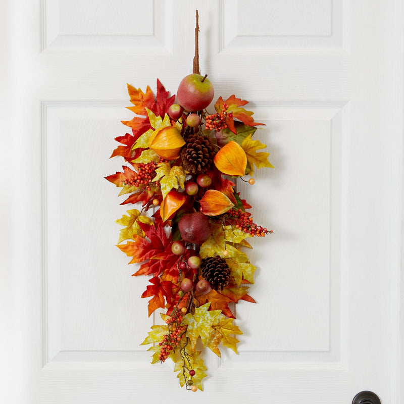 35” Autumn Maple Leaf and Berries Fall Teardrop